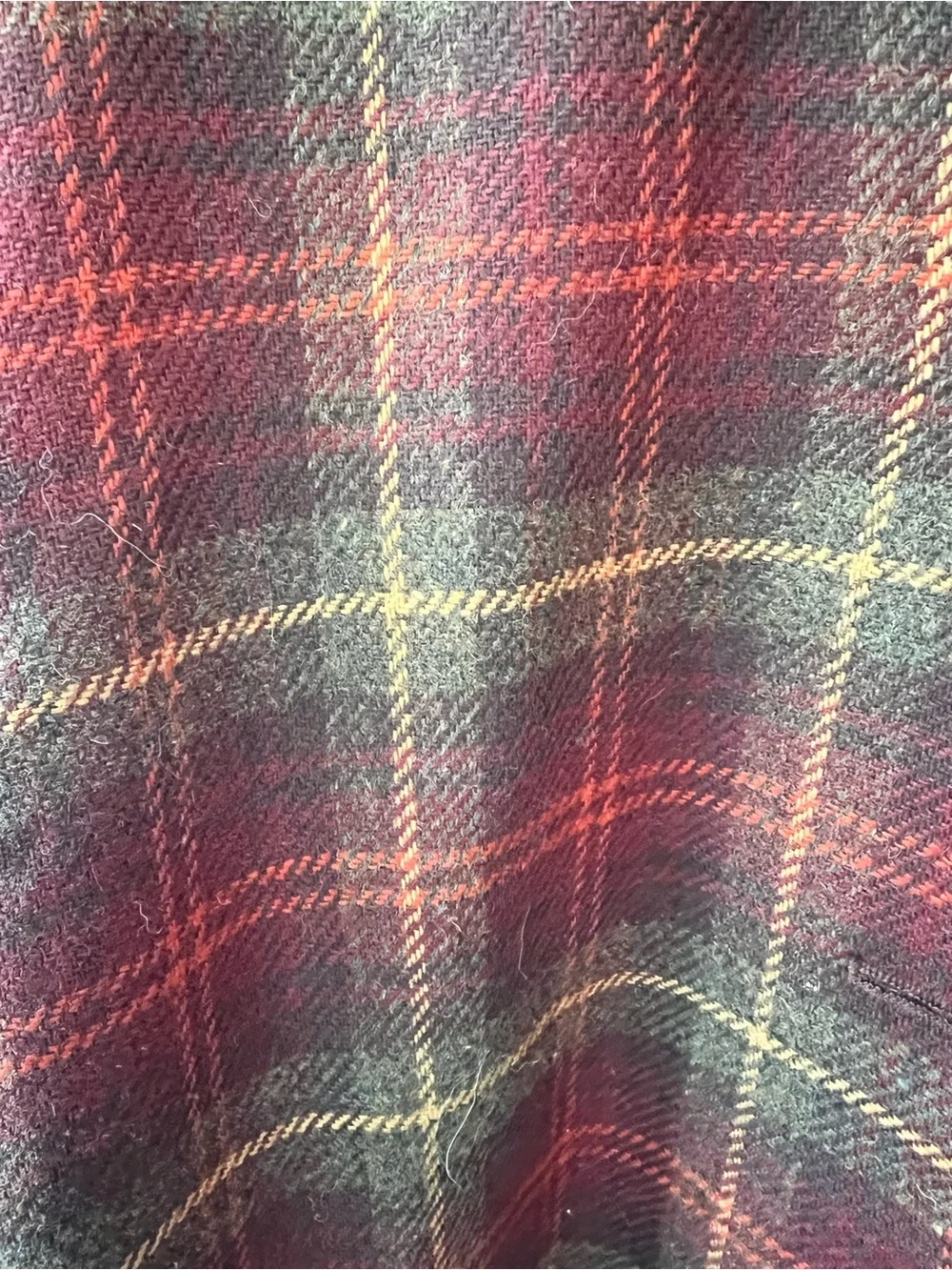 Vintage Talbots sz S tartan plaid shaket or barn coat deep rust red/ green. Wool